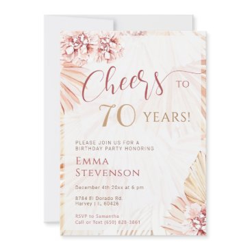 boho bohemian cheers 70 years ladies 70th birthday invitation