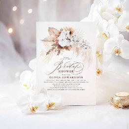 Small Boho Botanical Floral Terracotta Bridal Shower Invitation Front View