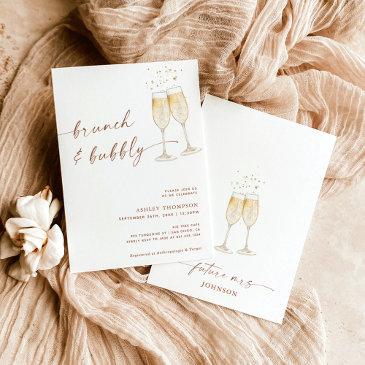 boho brunch & bubbly terracotta bridal shower invitation