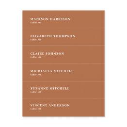Small Boho Burnt Orange Wedding Place Name Card Front View