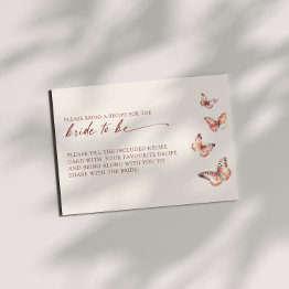 Small Boho Butterfly Bridal Shower Recipe Request Invitations Front View