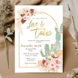 Small Boho Cactus Taco Bout Love Bridal Shower Invitatio Invitation Front View