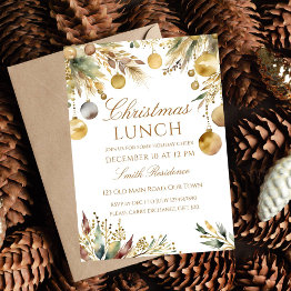 Small Boho Christmas Lunch Party Watercolor Invitation Front View