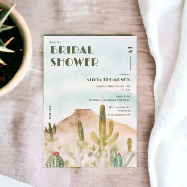 boho desert cactus arizona bridal shower invitation