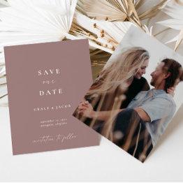 Small Boho Elegant Modern Dusty Mauve Save The Date Front View
