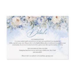 Small Boho Elegant Winter Dusty Blue And Ivory Flowers Enclosure Invitations Front View