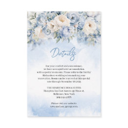 Small Boho Elegant Winter Dusty Blue And Ivory Flowers Enclosure Invitations Front View