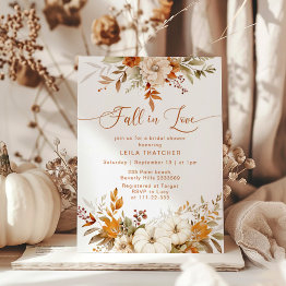 Small Boho Fall In Love Terracotta Autumn Bridal Shower Invitation Front View