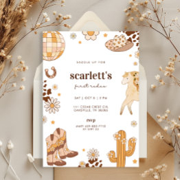 Small Boho First Rodeo Cowgirl Birthday Invitation Front View