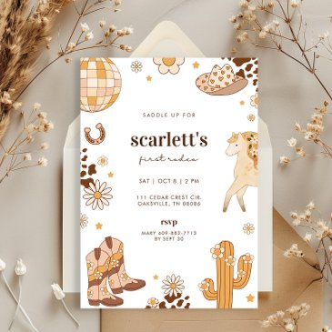 boho first rodeo cowgirl birthday invitation