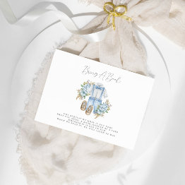 Small Boho Floral Baby Boy Shower Bring A Book Invitation Front View