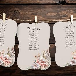 Small Boho Floral Boots Monogram Guest List Table Number Front View