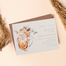 Small Boho Floral Coffee Bridal Shower Brunch Invitation Front View