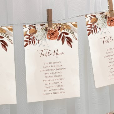 boho floral fall wedding seating chart table plan
