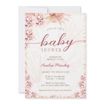 boho florals neutral baby shower bohemian orchid invitation