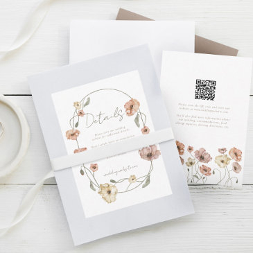 boho icelandic watercolor iceland poppy flowers rsvp invitations