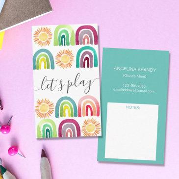 boho let's play rainbow & suns playdate mommy calling invitations