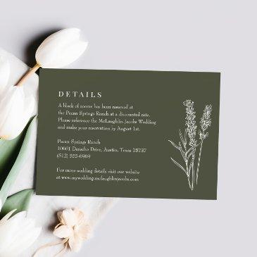 boho olive green wildflower wedding details rsvp invitations