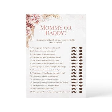 boho pampas baby shower mommy daddy game invitations