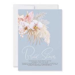 Small Boho Pampas Grass Tropical Flowers Bridal Shower Invitation Front View