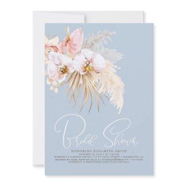 boho pampas grass tropical flowers bridal shower invitation