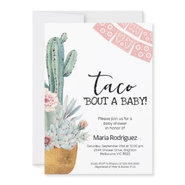 boho pink cactus taco bout a baby shower invitation