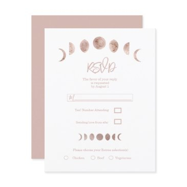 boho pink moon phases modern minimal wedding rsvp invitation