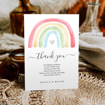 boho rainbow baby shower thank you invitations