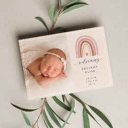 Small Boho Rainbow | Photo Birth Announcement Front View