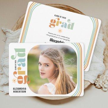boho retro photo graduation party invitation