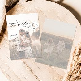 Small Boho Rustic Overlay Photo Wedding Invitation Front View