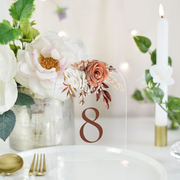 boho rustic terracotta floral wedding table number