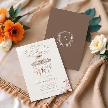 boho rustic wagon wheel mobile western baby shower invitation