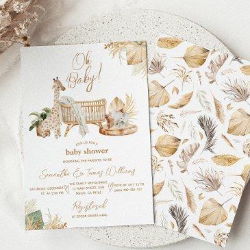 boho safari nursery gender neutral baby shower invitation
