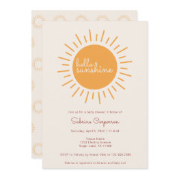 Small Boho Sunshine Gender Neutral Baby Shower Invitation Front View