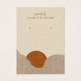 Small Boho Terracotta Sand Abstract Earring Display Invitations Front View