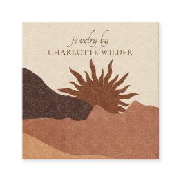 Small Boho Terracotta Sand Abstract Handmade Jewelry Bus Square Business Invitations Front View