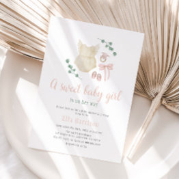 Small Boho Vintage Outfit Baby Shower Invitation Front View