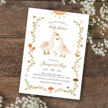 boho whimsical goose baby shower invitation