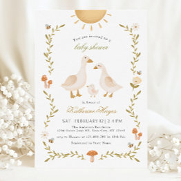 Small Boho Whimsical Goose Baby Shower Invitation Front View