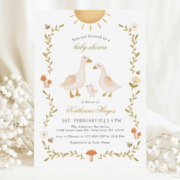 boho whimsical goose baby shower invitation