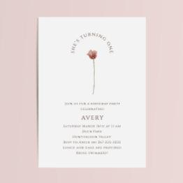 Small Boho Wildflower First Birthday Party Invitation Front View