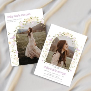 boho wildflower photo graduation party invitation