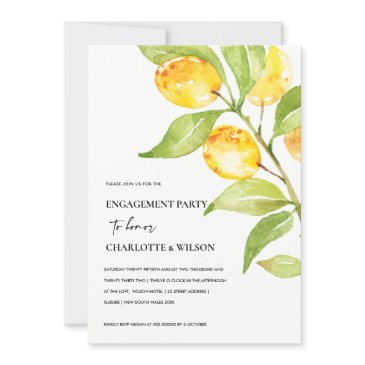 boho yellow watercolour foliage olive engagement invitation