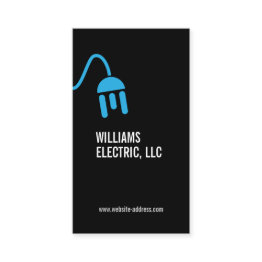 Small Bold Blue Electrician Logo Modern Business Invitations Front View