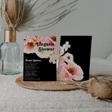 bold colorful floral | black lingerie shower invitation