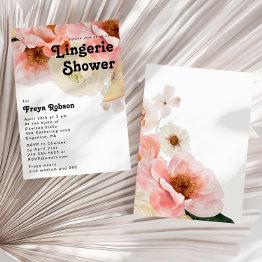 Small Bold Colorful Floral | Lingerie Shower Invitation Front View