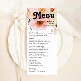 Small Bold Colorful Floral | Wedding Dinner Menu Front View