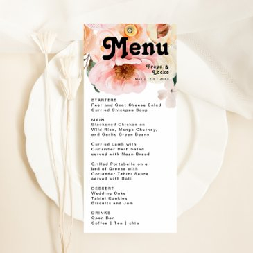 bold colorful floral | wedding dinner menu