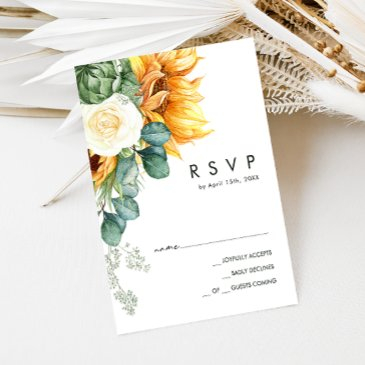 bold country sunflower | wood wedding rsvp invitations